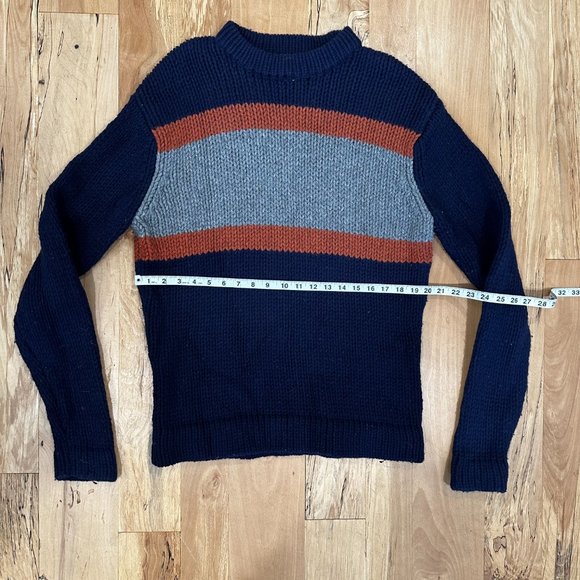 Vintage American Eagle Chunky Lamb Wool Fisherman Sweater Men's Medium - Picture 3 of 7